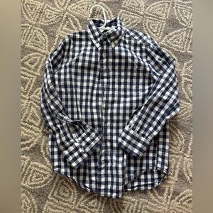 Boys crew cut gingham button up navy and white